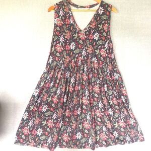 LOFT Womens Medium Floral V-Neck Drop Waist Sleeveless Knit Summer Dress